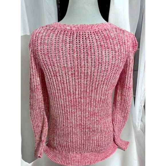 Talbots Petite Small Pink Open Knit Sweater Lightweight Pullover Long Sleeve - Picture 3 of 8